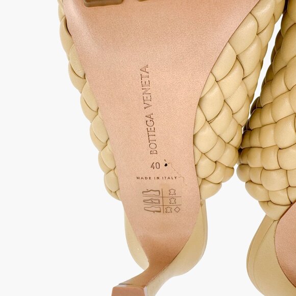Bottega Veneta Curve Mule Sandals EU 40 US 10 Beige Woven Leather High Heel - Picture 12 of 13